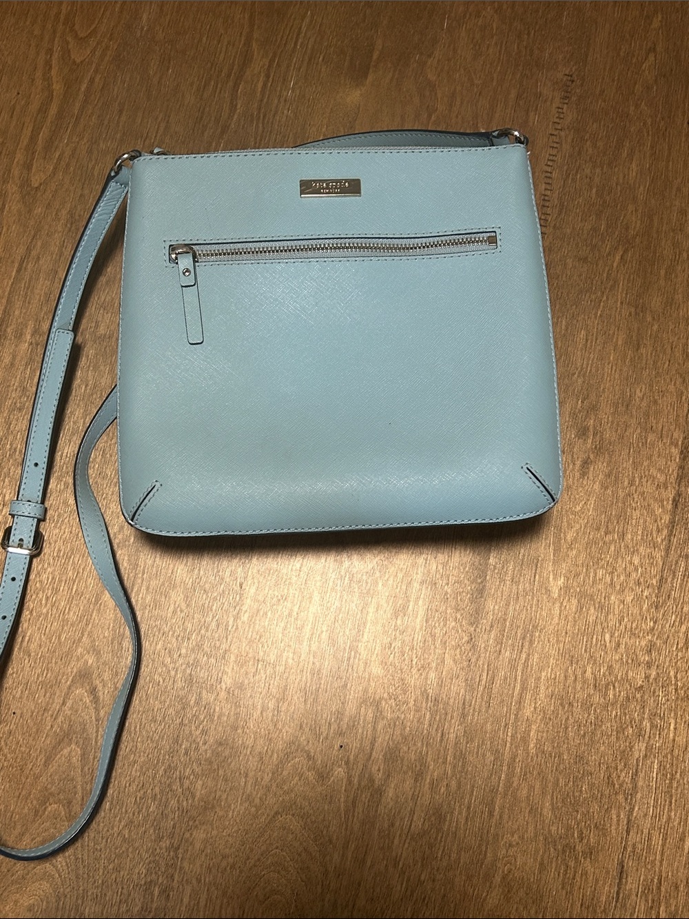 kate spade pastel blue crossbody with front zip
